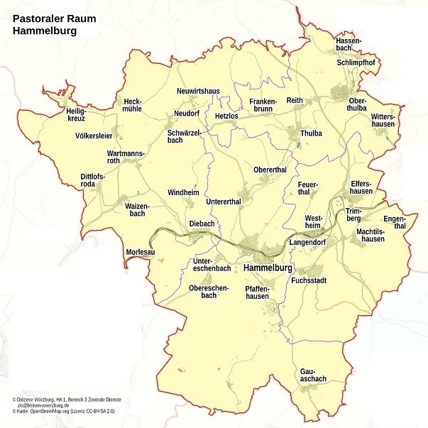 Karte Pastoraler Raum Hammelburg